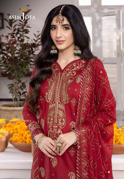 AJABP-24 EMBROIDERED LAWN SILK 3 PCS STITCHED