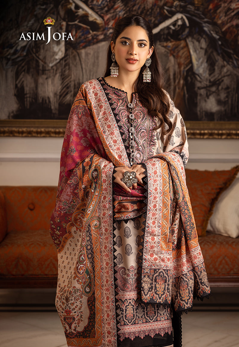 AJIWP-06 PRINTED KARANDI STITCHED 3 PCS
