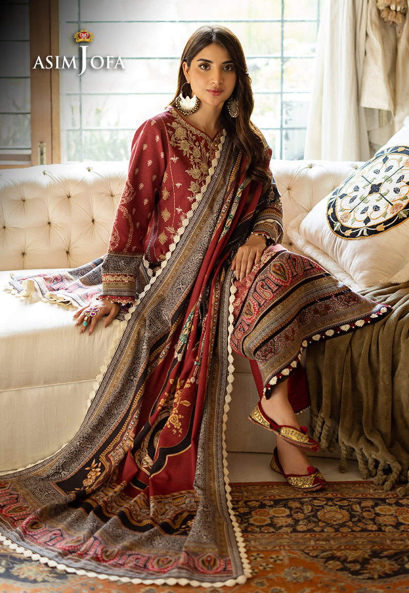 AJIWP-02 EMBROIDERED KHADDAR STITCHED 3 PCS