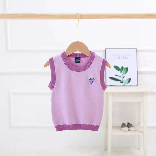 Baby Girl Sleeveless Fruits Sweater Multiple Color