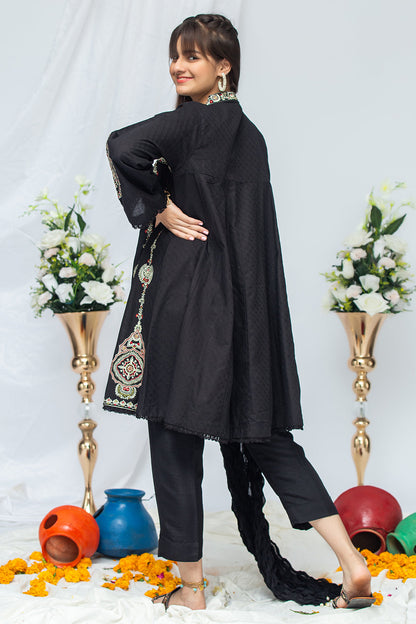 3PCS Jacquard Suit Shirt, Dupatta & Cotton Trouser SKU: EMB-038