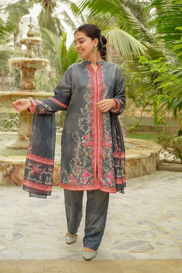 Ochre Clothing Stitched 3 Piece Digital Printed Herringbone Collection'2025-COR-119