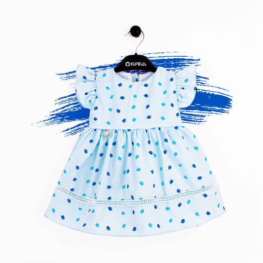 Baby Girl Blue Leafs Print Frock