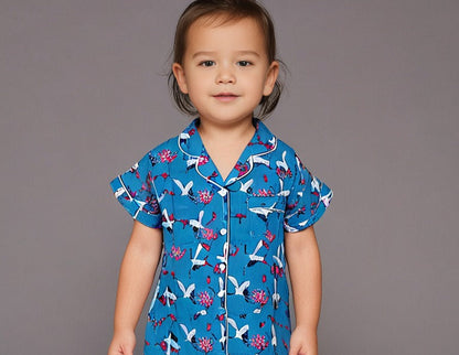 Kids klub cozy sleepwear breathable & light weight pajama set-blue; animal