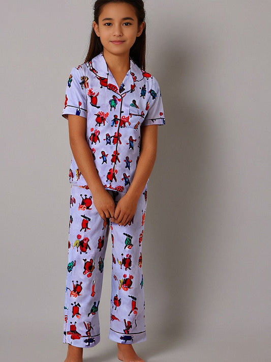 KIDS KLUB SLEEPWEAR BREATHABLE AND LIGHT WEIGHT PAJAMA SET-cream