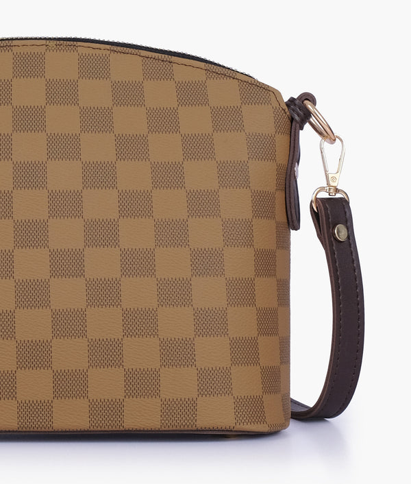 RTW Creation - Brown checkered dome cross-body bag