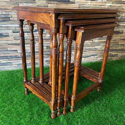 Darbari Wooden Handicrafted Nesting Table Set Of 4