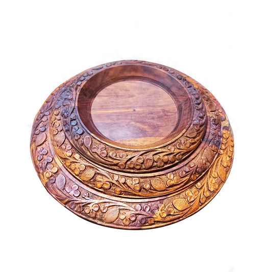 Round Wood Plates Set of 3
