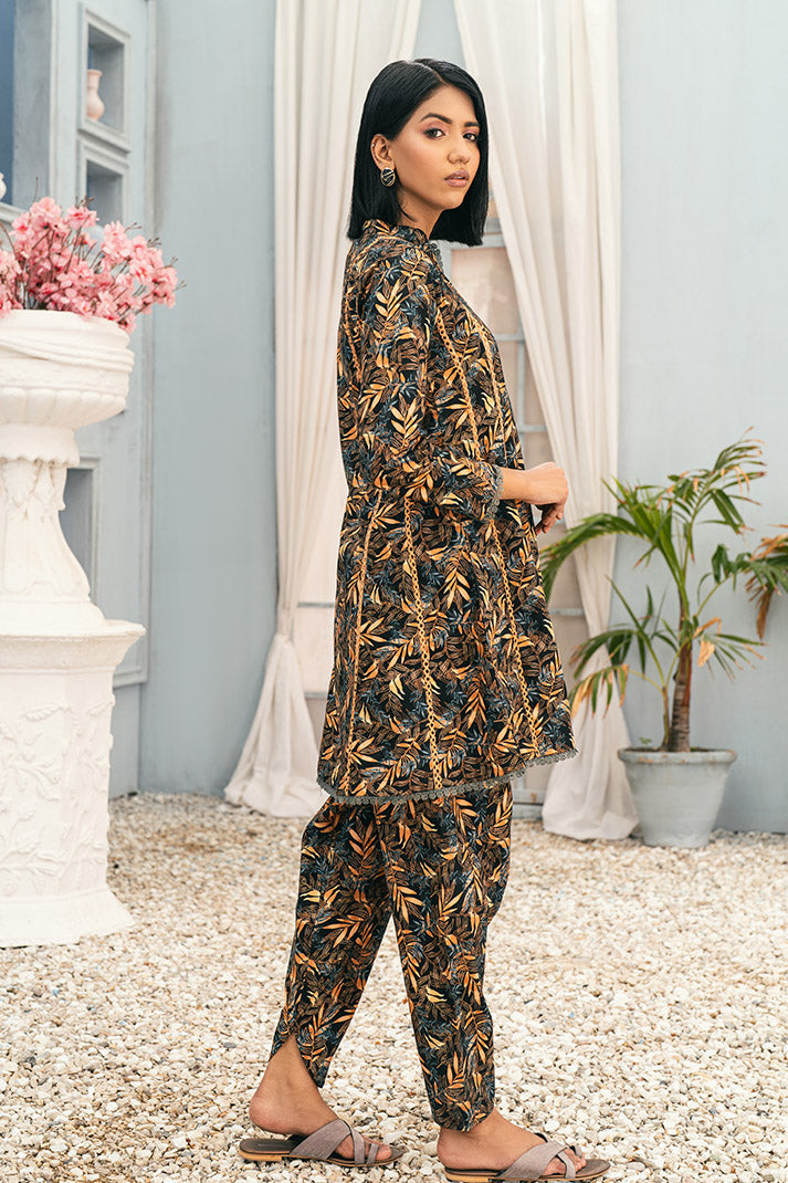 2pc Printed Prime Cotton Angrakha Frock Suit TG-001