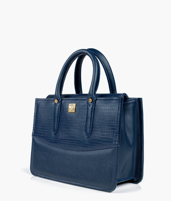 RTW Creation - Blue crocodile satchel bag
