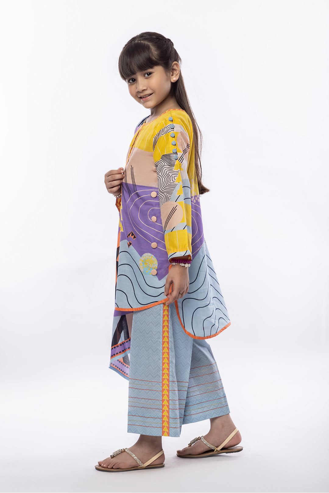 3Pcs Printed Lawn Suit YELLOW SKU : 3PCS-028