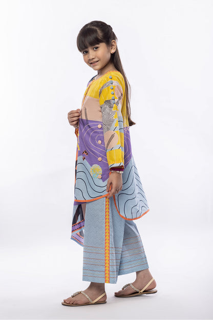 3Pcs Printed Lawn Suit YELLOW SKU : 3PCS-028