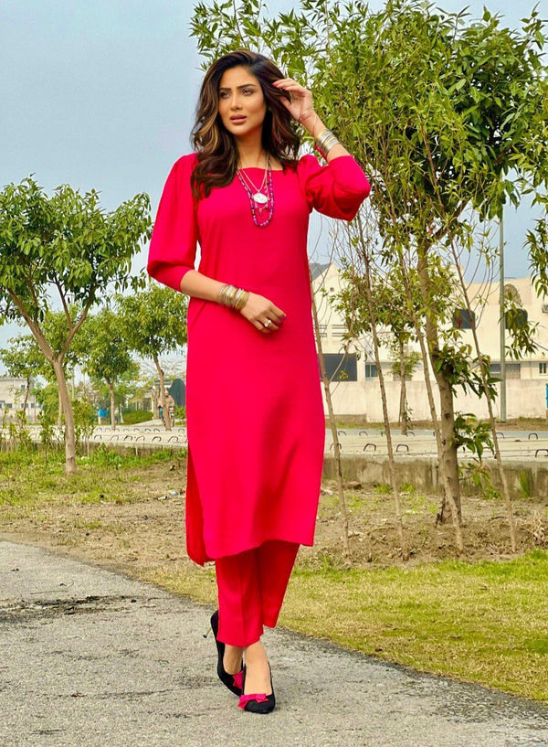 Manahils Stitched Co Ords Pink Marina Tunic