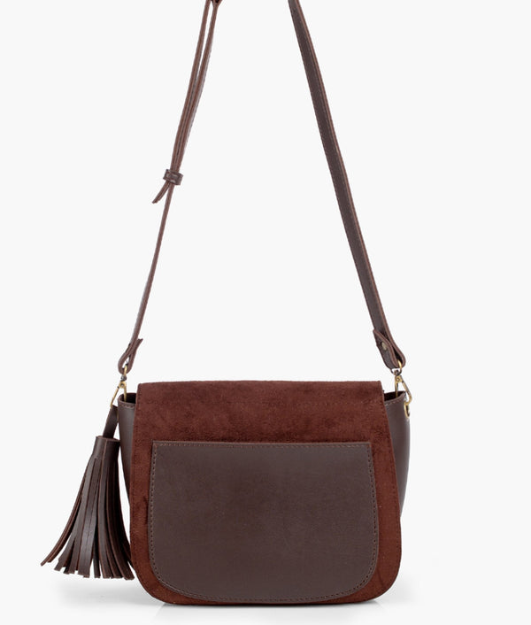 RTW Creation - Dark brown suede foldover saddle bag