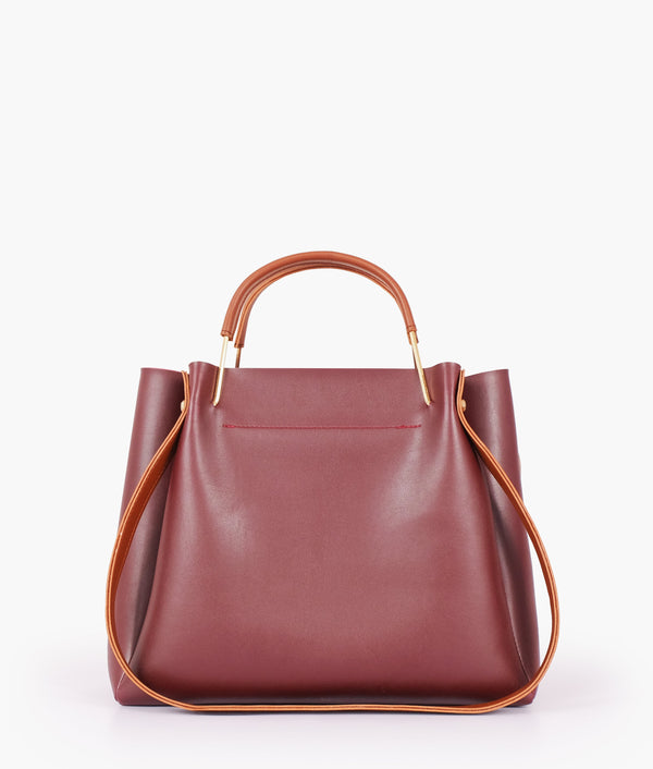 RTW Creation - Burgundy metal handle tote bag