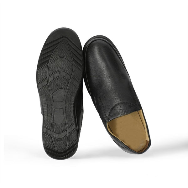 Men’s Turkish-built Slip-On Dotted Grainy Leather Shoes in Black