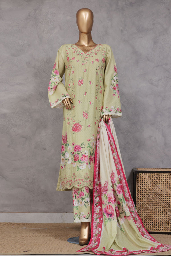 Bin Saeed Stitched 3 Piece Exc Emb Lawn Vol-02 Collection'2025-SM-2100-Pista