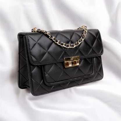 Flora Quilted Crossbody Leather Bag- tanbrown