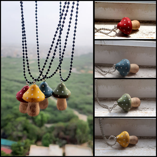 Handpainted Mushroom Pendant