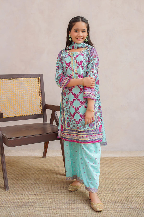 Ochre Clothing Girls Full Suits Swiss Lawn Digital Printed 3 Pc Suit