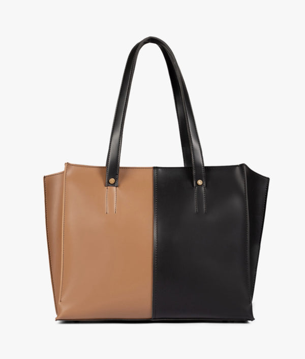 RTW Creation - Tan and black over the shoulder tote bag