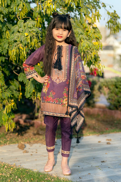 Girls Digital Printed Khaddar 3 Piece
