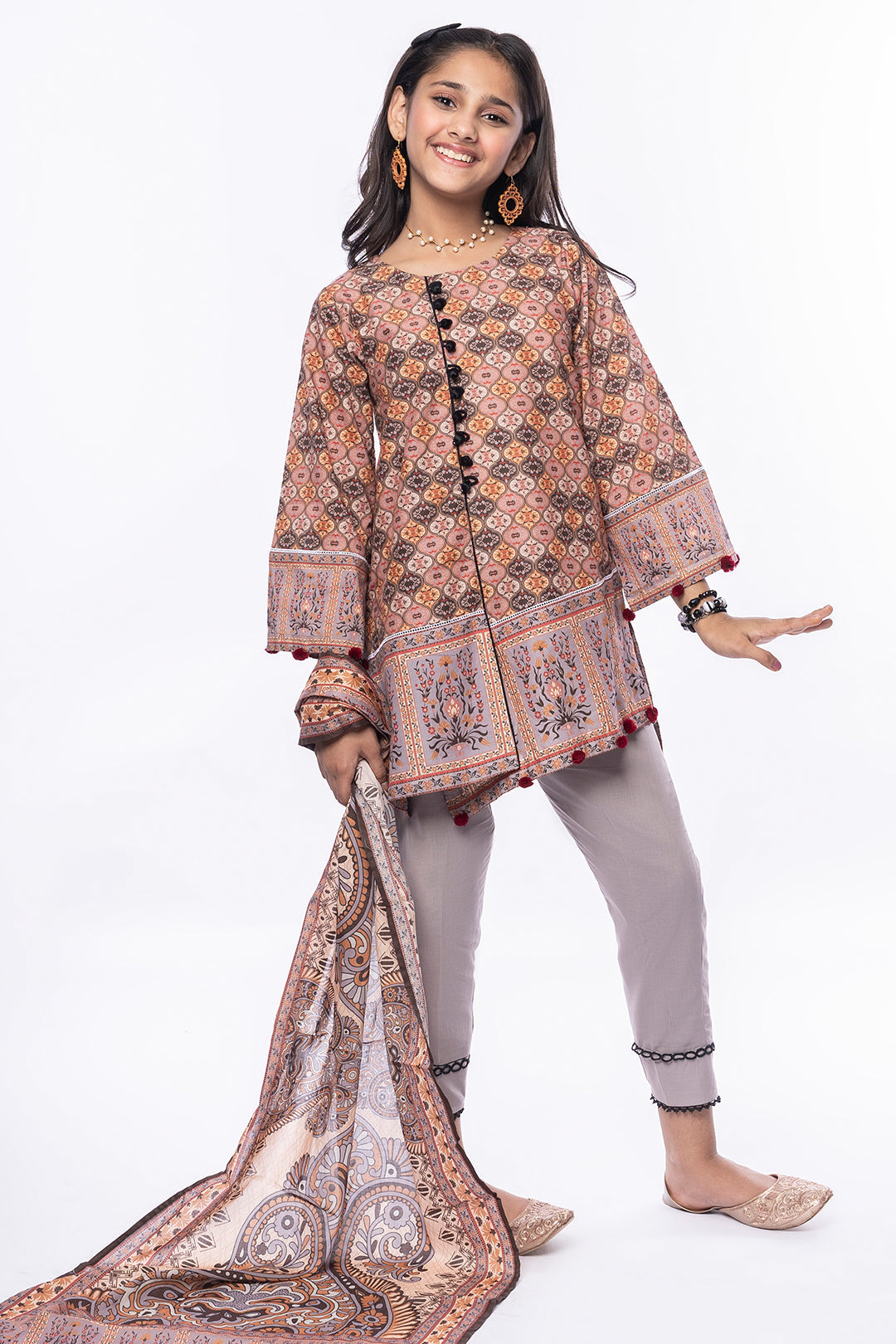 3PCS Digital Printed Lawn Shirt, Dupatta & Cotton Trouser SKU: SFRK-010