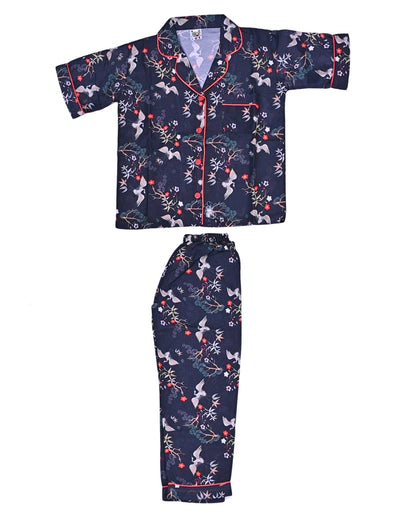 Kids klub cozy sleepwear breathable & light weight pajama set-navy; animal