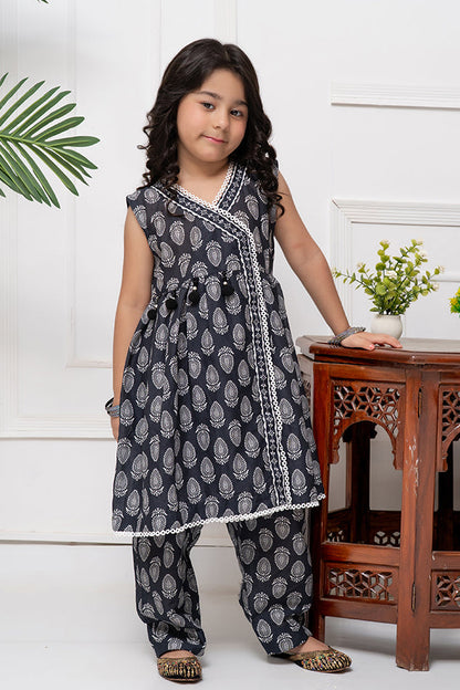 Cord-023B, Anrakha Frock With Trouser, 2piece printed