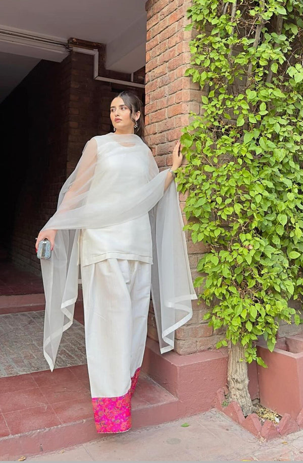 Manahils Stitched Farshi Shalwar Three Pc(Pay-Now)