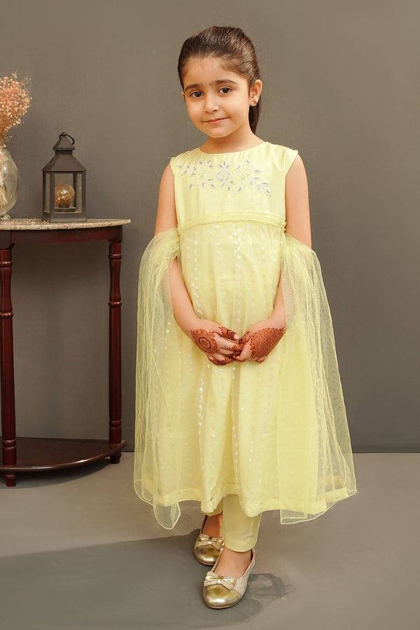 Ochre Clothing Girls Full Suits Sequence Net Hand Adda Work 3 Pc Suit