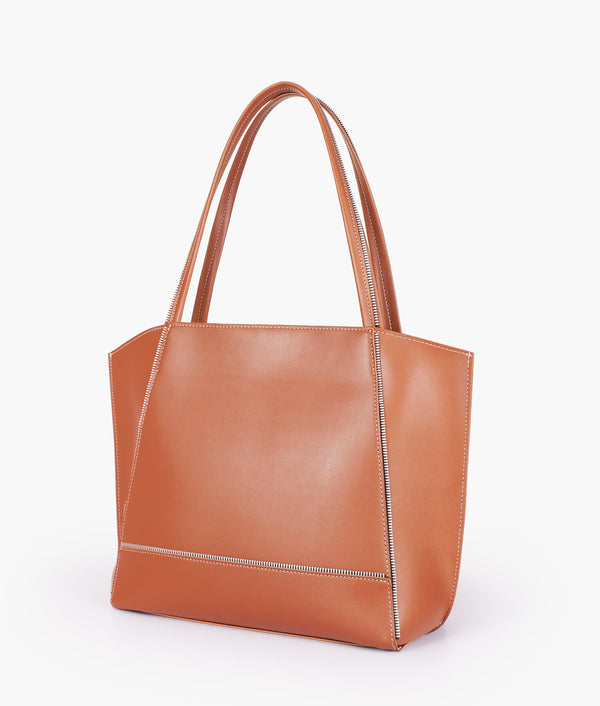 RTW Creation - Brown color block tote bag