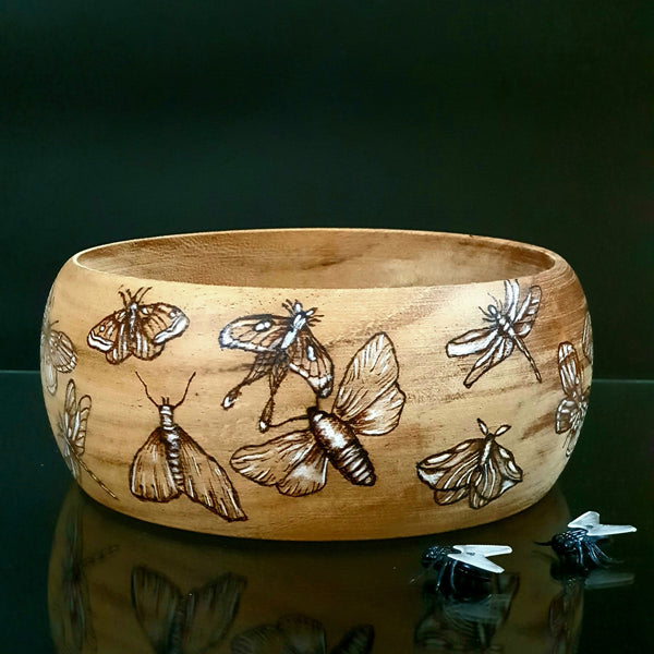 Wood Burned Friendly Wings Bowl