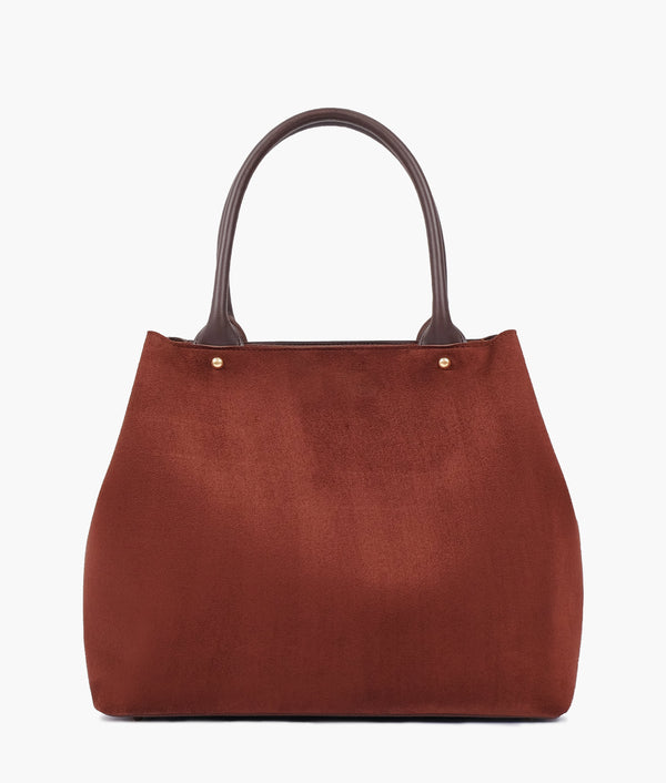RTW Creation - Dark brown suede zipper tote bag