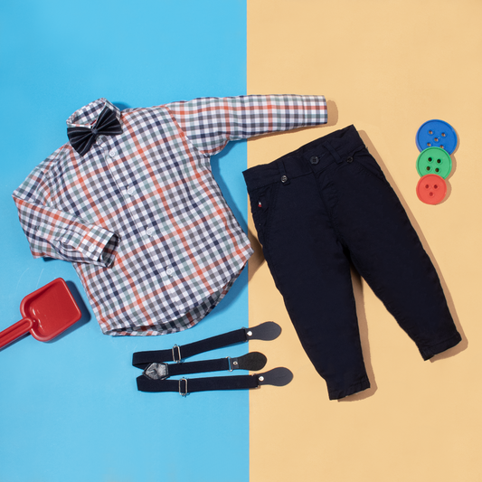 Baby Boy 4 Piece Multi Checked Print Formal Set