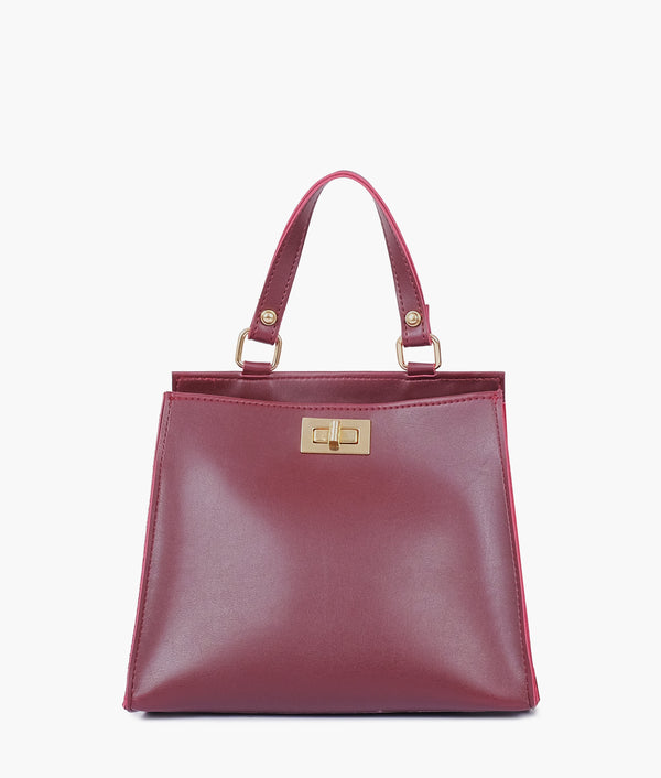 RTW Creation - Burgundy suede front lock top-handle mini bag