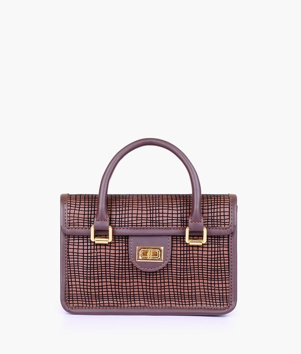 RTW Creation - Dark brown patterned cross-body with flap