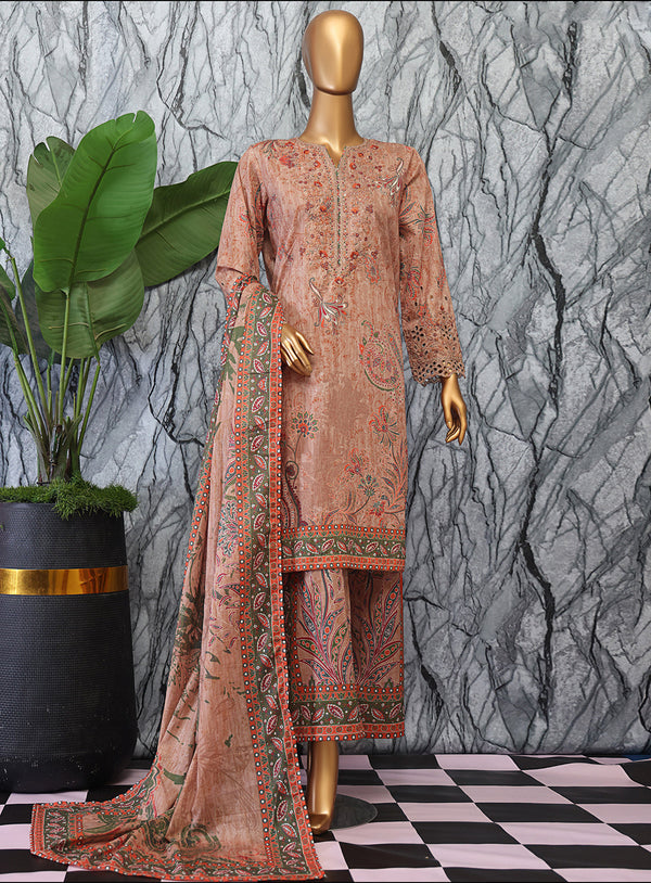 Elegant By HZ Textiles Embroidered Lawn 3 Piece Unstitched Suit HZ25EV2 EC-1050