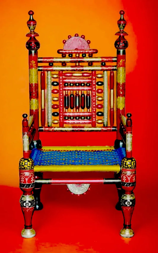Exquisite Punjabi Tribal Wedding Chairs in Cedar Wood