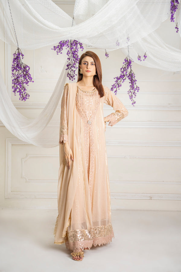 Manahils Stitched Formals Kurti-B-005-Peach