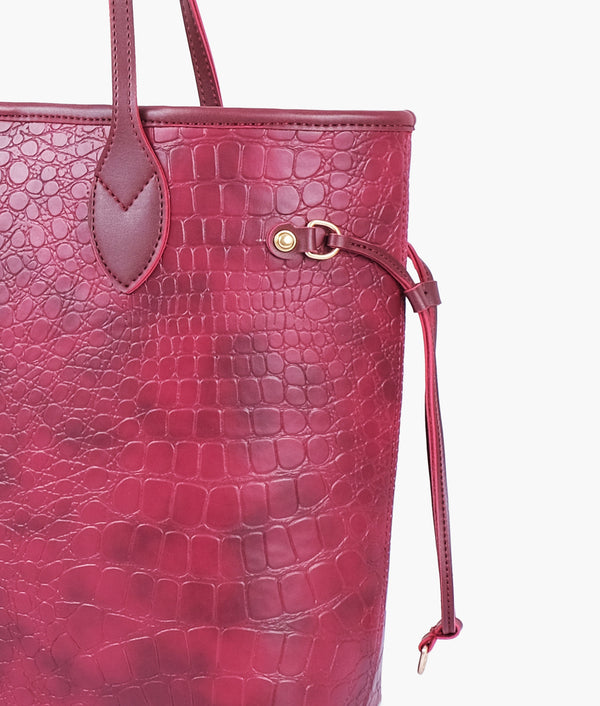 RTW Creation - Burgundy crocodile neverfull tote bag
