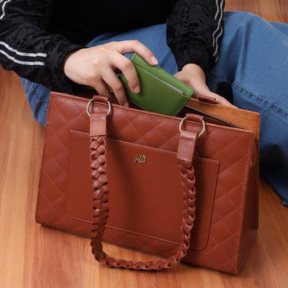 Velvique Leather Tote Bag-tan