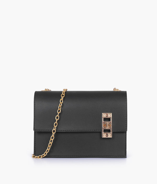 RTW Creation - Black chain shoulder bag with twist lock