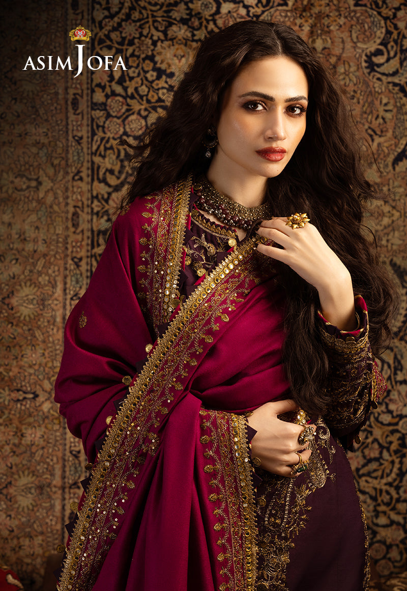 AJKT-05 EMBROIDERED SLUB RAW SILK 3 PCS