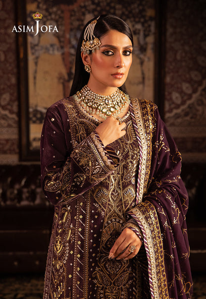 AJMMP-06 EMBROIDERED VELVET 3 PCS STITCHED