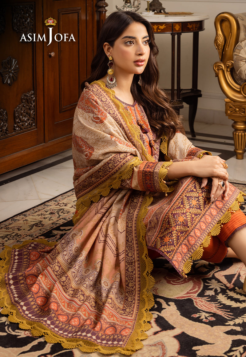 AJIWP-12 EMBROIDERED KHADDAR STITCHED 3 PCS