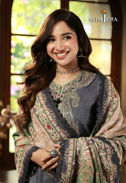AJAWP-06 EMBROIDERED KARANDI STITCHED 3 PCS