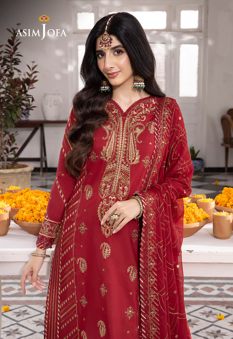 AJABP-24 EMBROIDERED LAWN SILK 3 PCS STITCHED