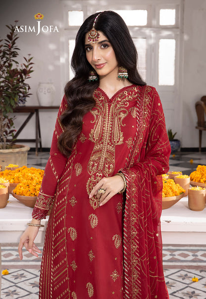 AJABP-24 EMBROIDERED LAWN SILK 3 PCS STITCHED