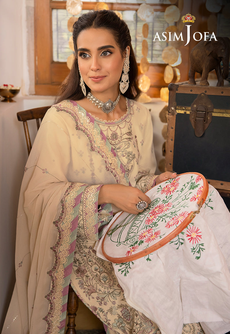AJSW-26 EMBROIDERED LAWN SILK 3 PCS